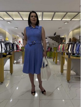 İNDİGO KEMERLİ ELBİSE 6082