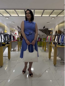 İNDİGO KEMERLİ ELBİSE 6082