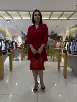 MI KREP KUMAŞ KIRMIZI  ELBİSE 82628