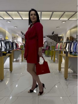 MI KREP KUMAŞ KIRMIZI  ELBİSE 82628