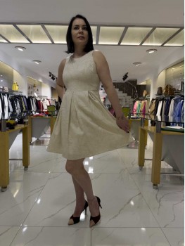 Mİ KETEN KOLSUZ PİLELİ ELBİSE 82545