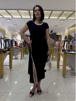 SELEN SIFIR YAKA KISA KOLLU ELBİSE 7590