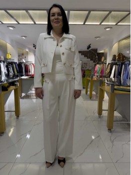 MEZZURA BEYAZ DÜĞMELİ PANTOLON 1001