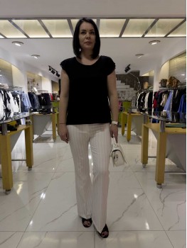 SERPİL TANRIVERDİ BEYAZ ÇİZGİLİ PANTOLON 6386