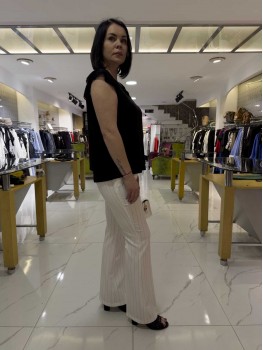 SERPİL TANRIVERDİ BEYAZ ÇİZGİLİ PANTOLON 6386