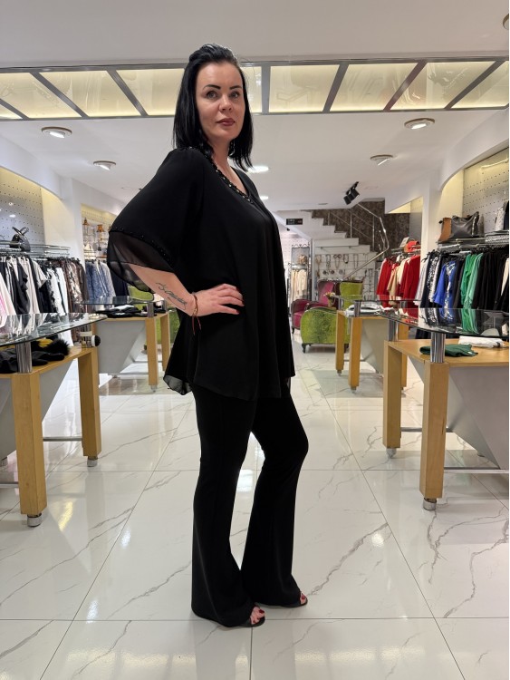 SELEN SIYAH ŞİFON BLUZ 8828